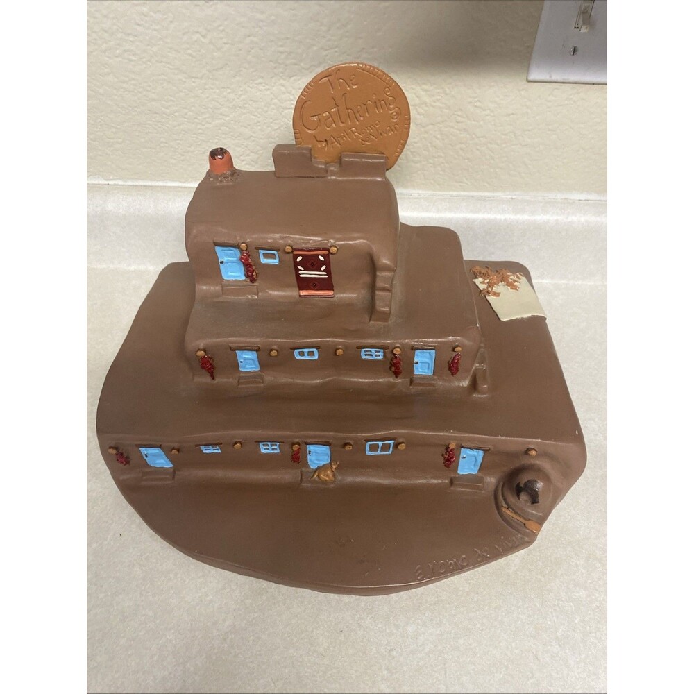 Romo De Vivar “the Gathering” Southwest Adobe Pottery Incense Burner Folk Art